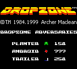 Dropzone title screen for GameBoy Color
